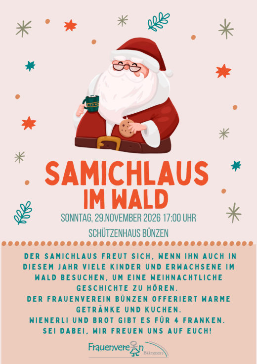 Flyer: Samichlaus im Wald, So 29. November, 17 Uhr